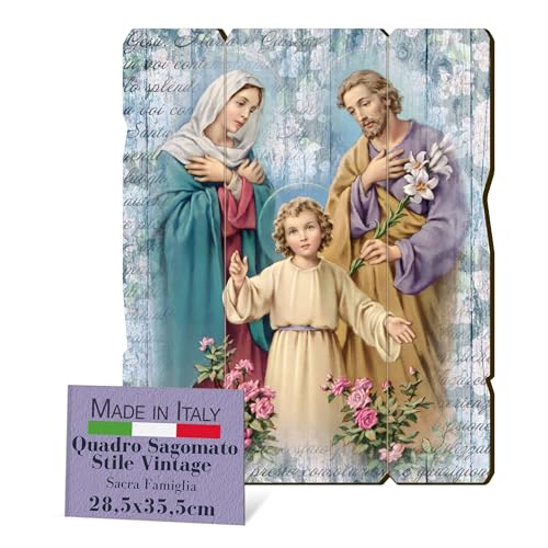Tableau de la Sainte Famille pour chambre à coucher, déco spirituelle vintage en bois