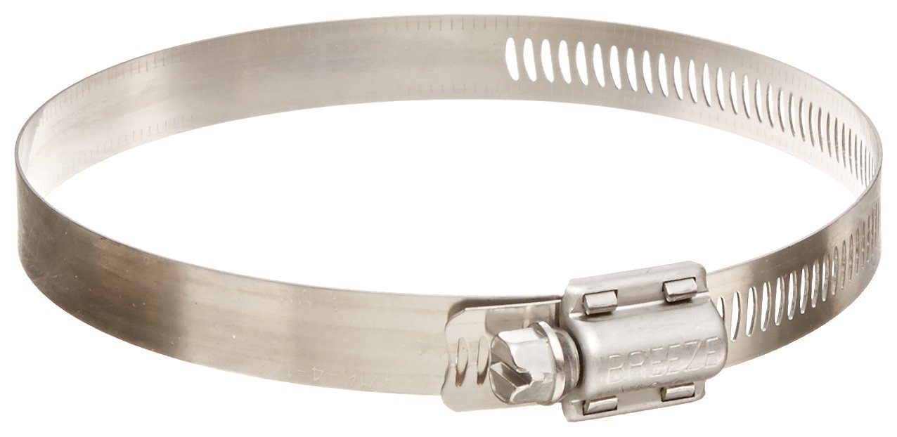 Breeze Power-Seal Stainless Steel Hose Clamp, Worm-Drive, SAE Size 64, 3-9/16