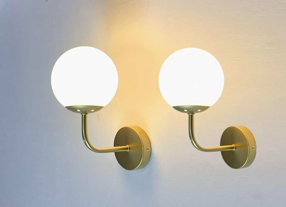Kit 2 Peças Arandela de Parede Globo, Dourado, com Lâmpada G9 3000K 90V-260V Branco Quente