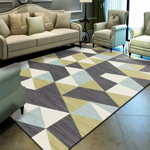 Tapis vinyl géométrique 70x140cm haute résistance style moderne gris