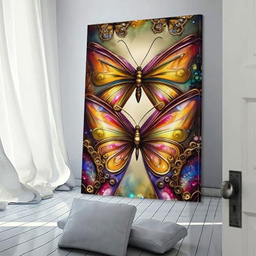 Tableau mural salon Steampunk Butterfly déco industrielle pour chambre et bureau