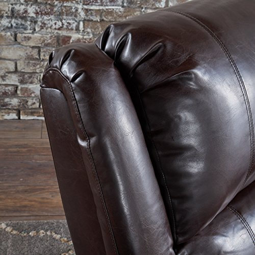 Christopher Knight Home Jennette Tufted Leather Swivel Gliding Recliner, Brown / Black