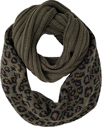 Infinity Ribbed Winter Warm Cable Knit Infinity Scarf (New Olive (Leopard))
