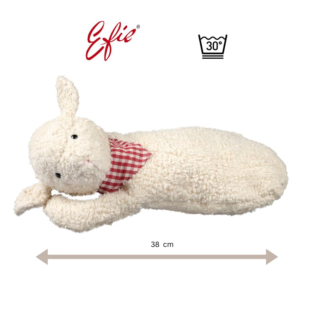 Efie Kirschkern-Bio-Wärmekissen Schäfchen mit Halstuch – 100% Bio-Baumwolle (kbA) & Kirschkerne – ca. 38 × 22 cm – separates Inlett – handgefertigt in Deutschland
