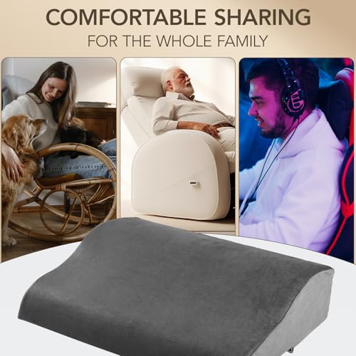 Lumbar Support Pillow for Recliner,Large Memory Foam Back Support Cushion for Sofa & Gaming Chair, Ergonomic Backrest Pillow for Elderly, Comfortable Couch Cushion with Machine Washable Cover,Gray