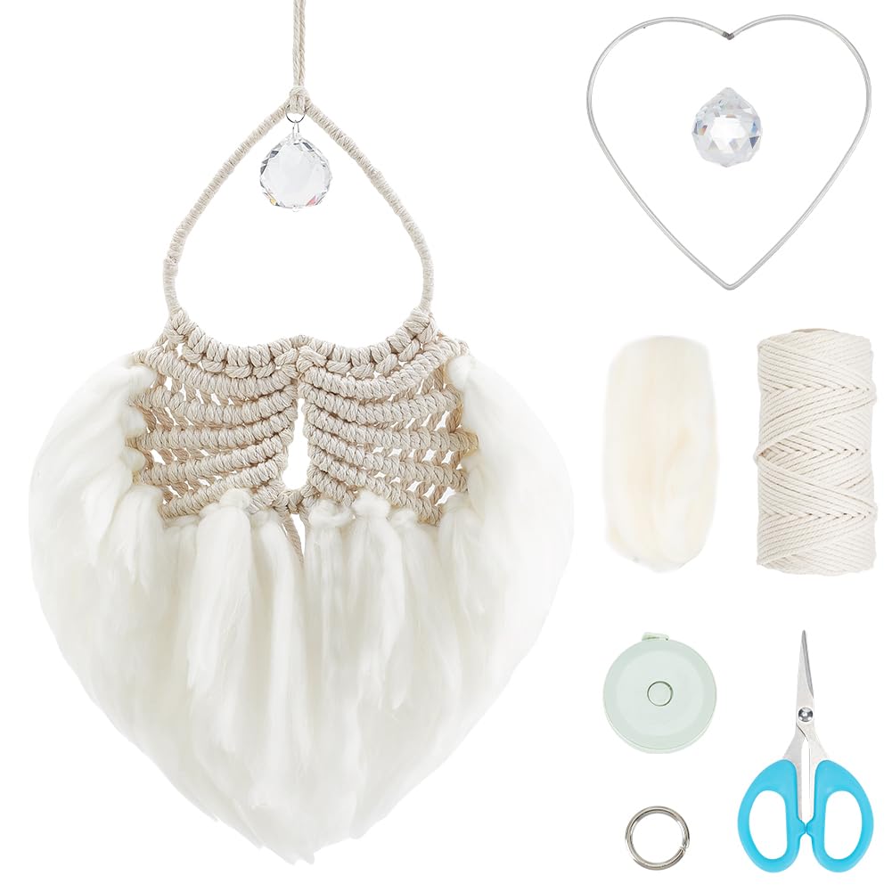 FREEBLOSS Kit fai da te macramè con ali d'angelo, macramè, decorazione da parete, macramè, kit macramè per principianti