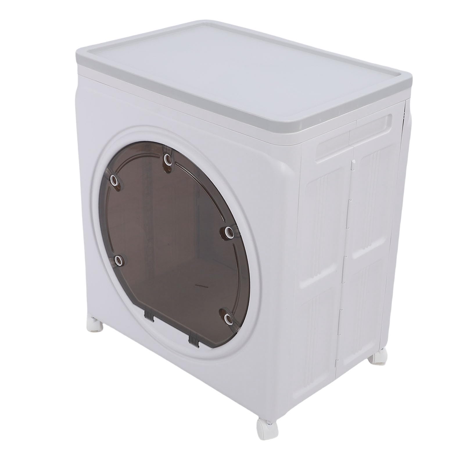 Pojemnik na Ubrania, PP HIPS Organizer na Ubrania do Układania w Stosy 58 X 40 X 68 Cm Składany z pokrywką Przednie Drzwiczki i Kółka do Sypialni Szafa w Akademiku Garaż Kołdra Książki