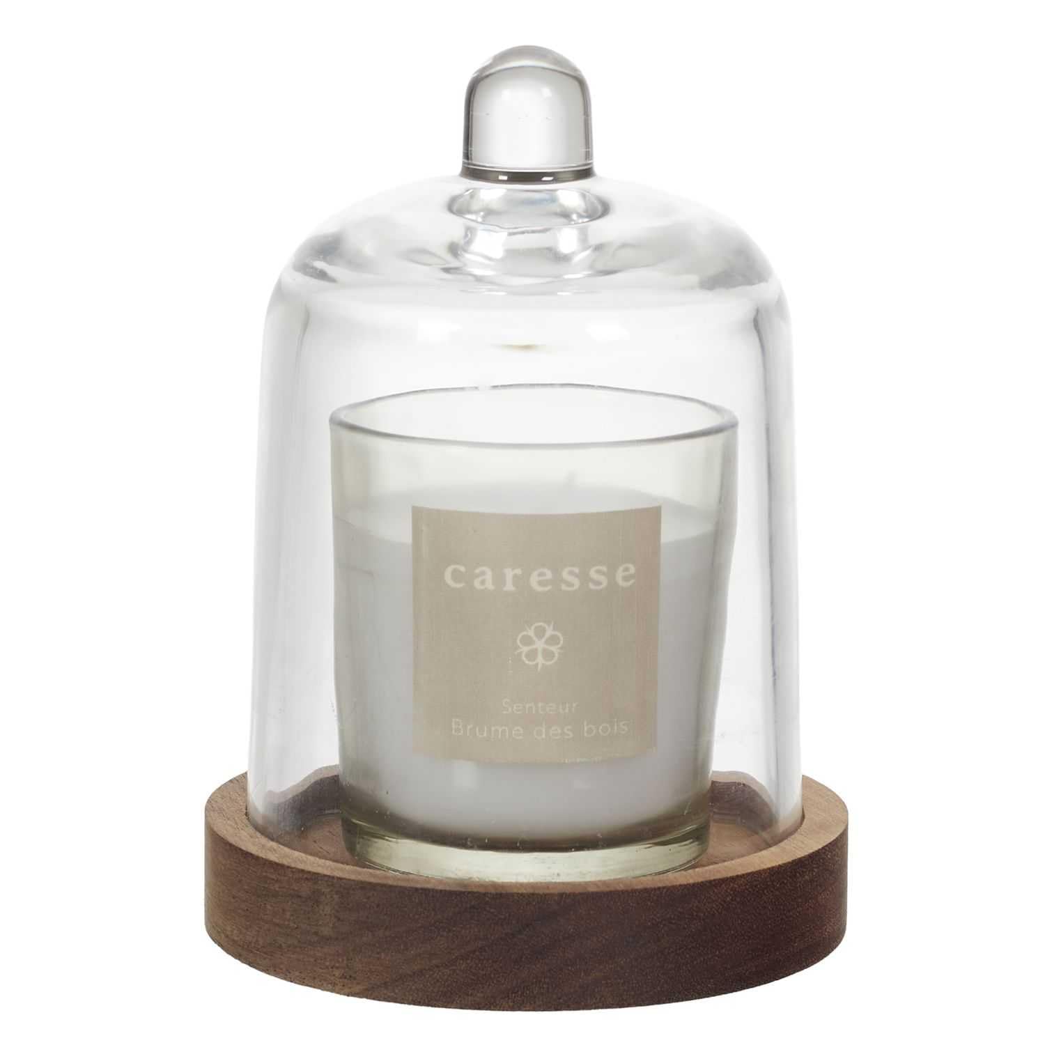 HOME DECO FACTORY, BO0080, Świeca zapachowa pod dzwonek Softness, elegancki design, kojący zapach „Wood Mist”, idealna do relaksu i dekoracji, rozmiar 10 cm, kolor przezroczysty