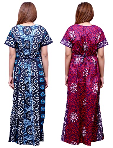 Image of Feeding Nighty in Fine Cotton 2 Side Zips for Feeding Purpose & Neck Buttons for Easy Wearing Soft Cotton Maternity Nighty for Women Feeding Combo Feeding Nighty for Women Cotton Combo of 2Pcs