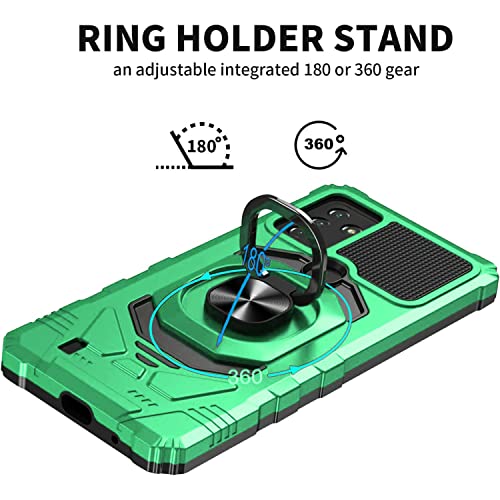 Compatible With Wiko Voix Phone Case With Screen Protector [2 Pcs] Shockproof Wiko Voix Case 2022,Heavy-Duty Military Grade Magnetic Adjustable Ring Holder Kickstand Case For Wiko Voix U616At -Green #TOP5