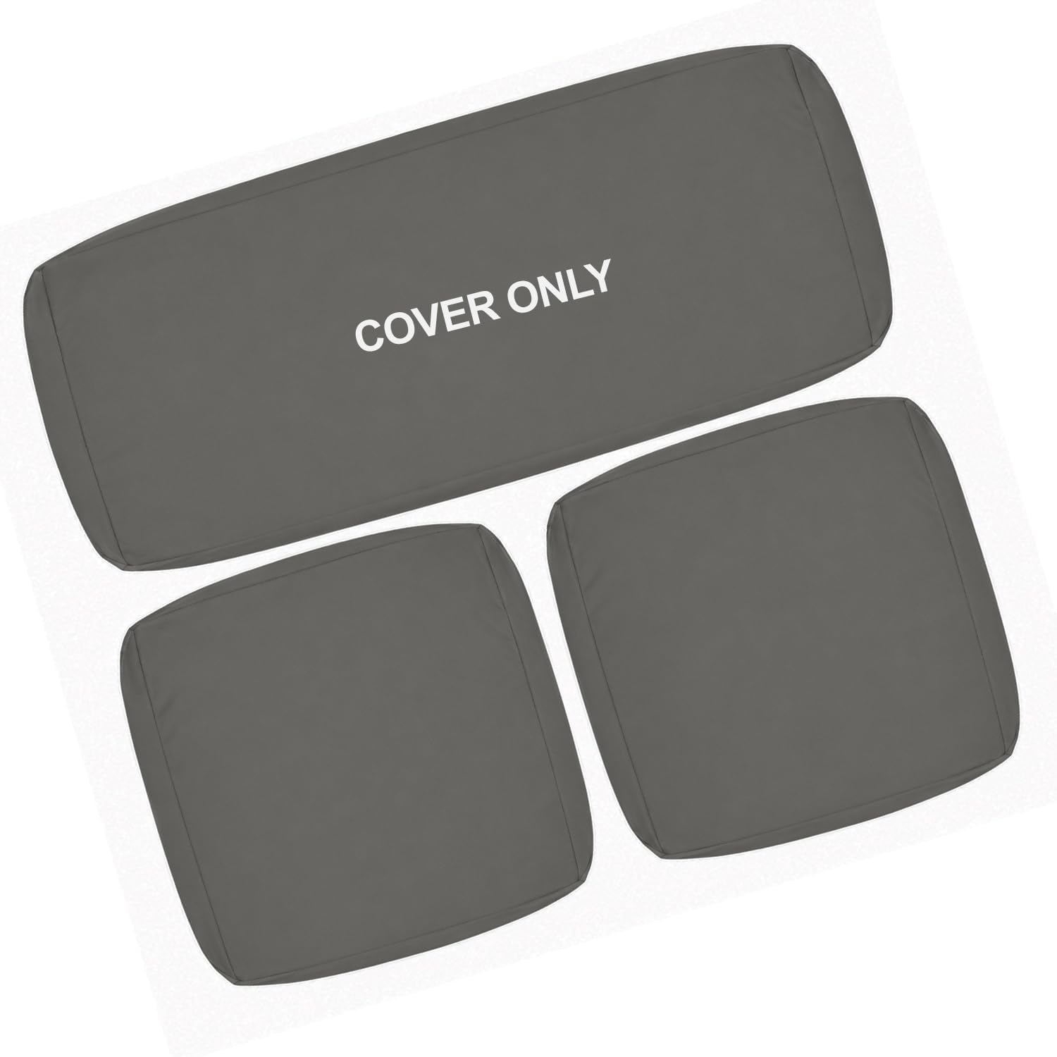 David & Amaya 3 Piece Garden Rattan Cushion COVER ONLY | Water Resistant Replacement Covers for Outdoor Sofa & Chair Cushions | Cover Only – FOAM Inserts & FURNITURE NOT Included (Charcoal)