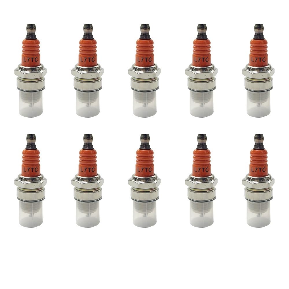 10 bujías unipolares L7TC compatibles con motosierras de Dos Tiempos BM6A, BMR6A, WS6E, WS7E, BPMR6A, WS7F, CJ7Y, W20MU, M6, M7 y BPMR6A.