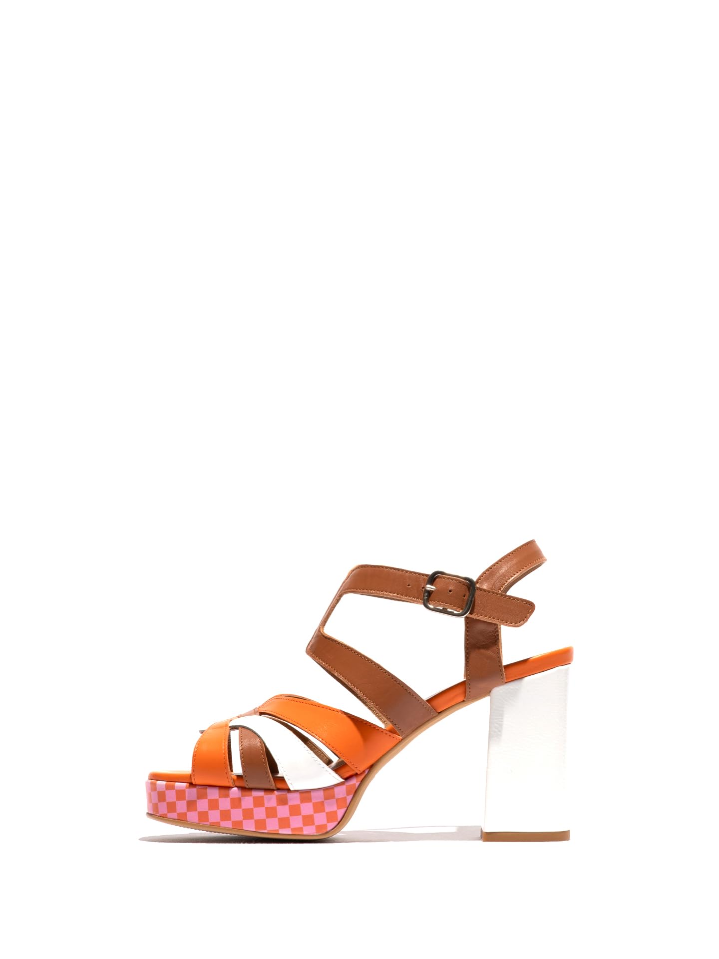 Fly London Women's ETIR455FLY Sandal, White/Orange/Camel, 6 UK