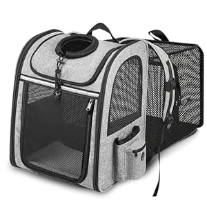 Cat Carrier Backpack, Pet Carrier Backpack Expandable for Cats Small Dogs Puppies Fit Up to 18 Lbs, Foldable Puppy Backpack Carrier with Breathable Mesh for Travel Hiking Camping