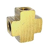 Interstate Pneumatics FP66X Brass Cross Fitting - 3/8 Inch NPT With 4 Connection Ports