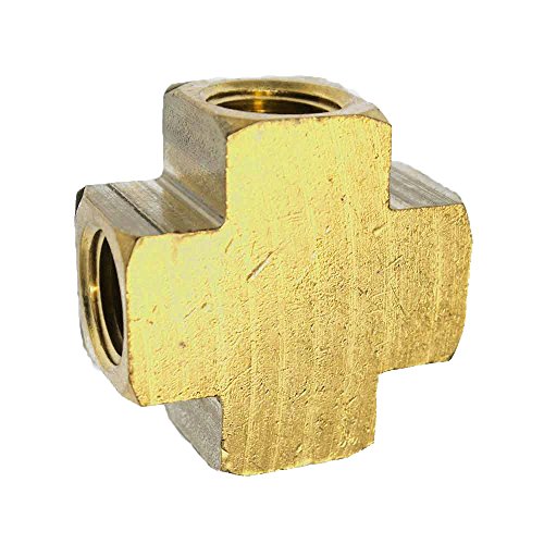 Interstate Pneumatics Fp66X Brass Cross Fitting - 3/8 Inch Npt With 4 Connection Ports #TOP12
