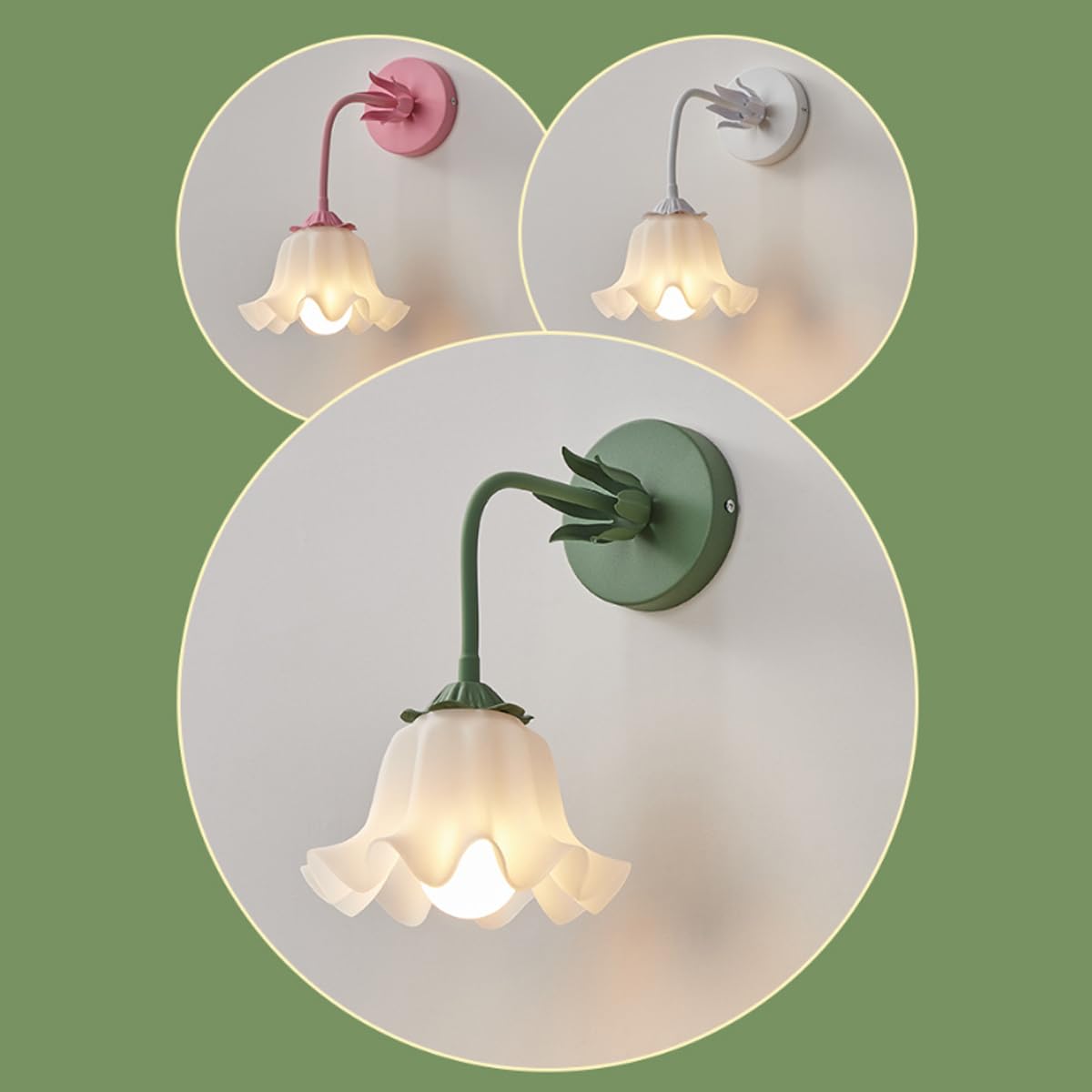 Lampada da Parete in Ferro da 4,7 Pollici, Girevole, Comodino, Lampada da Lettura a Parete, Lampada da Parete in Acrilico a Forma di Fiore, E27, Applique da Parete per Bagno, Soggiorno