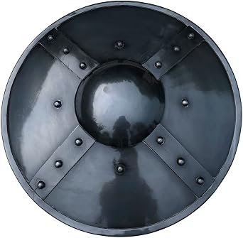 Battle Ready Buckler Shield Medieval Archers Combat Black Shield with Wooden Handle 15 inches