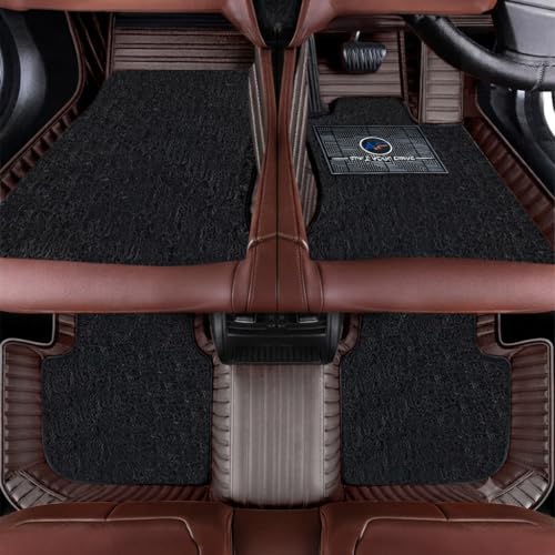 Image of Autofurnish Premium 9D Car Mat Full Set for Hyundai Creta 2024 || Luxury Leather Dual-Stitch Full Set 9D Car Floor Mat || 100% Waterproof || Color : Coffee Coffee