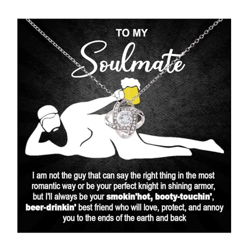 To My Soulmate Necklace For Women, Gift For Wife, Necklace For Girlfriend, Wife Necklace From Husband, Soulmate Gifts For Her, Funny Girlfriend Gifts From Boyfriend, Soulmate Necklace For Her
