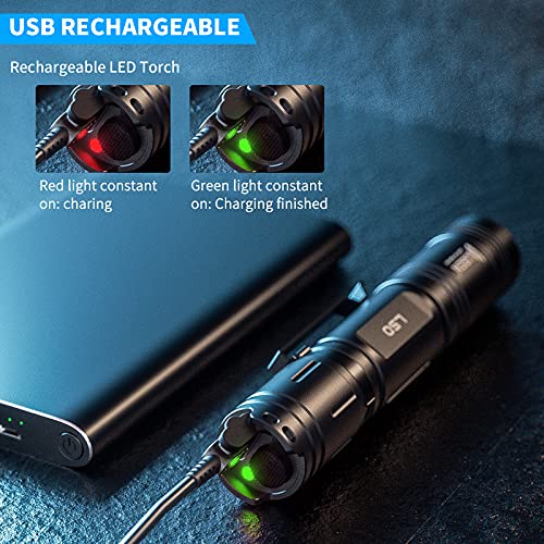 WUBEN L50 LED Flashlight Rechargeable, 1200 High Lumens Flash Light, Tactical Flashlight IP68 Waterproof with 5 Mode, EDC Handheld Flashlight for Home Camping Emergencies, Tool Gifts for Men - Image 2