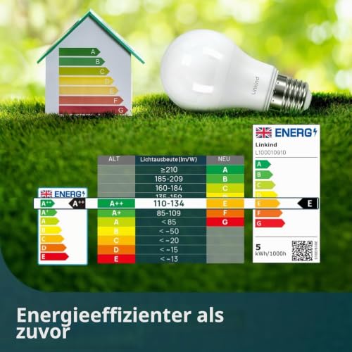 Linkind Dimmbar E27 LED Lampe 7.3W (ersetzt 60W), 2700K Warmweiß 806Lm A60 Edison Birne mit 220°, Dimmbar E27 Leuchtmittel, matt, 6 Stück – Ansicht 5