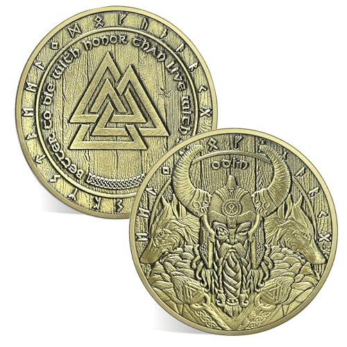 Cadeaux Viking pour hommes et femmes : jeton rune guerrier et pièce porte-bonheur Valknut