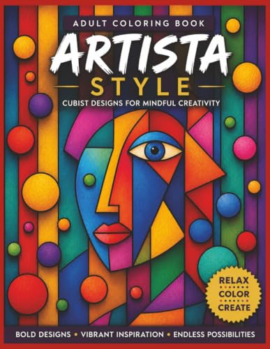 Adult Coloring Book Artista style: Cubist designs for mindful creativity image 2