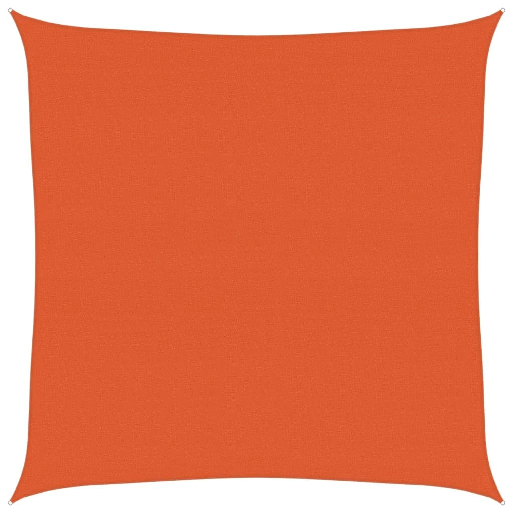 Voile d'ombrage carré 7x7m orange en polyéthylène hd 160g m² pour grand jardin