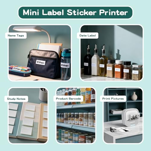 Image of HPRT S1 Bluetooth Thermal Label Printer, Portable Mini Inkless Sticker Maker with 1 Roll Paper, Compatible with iPhone & Android, for Home, School, Office, Travel, Kids. Free App with Templates
