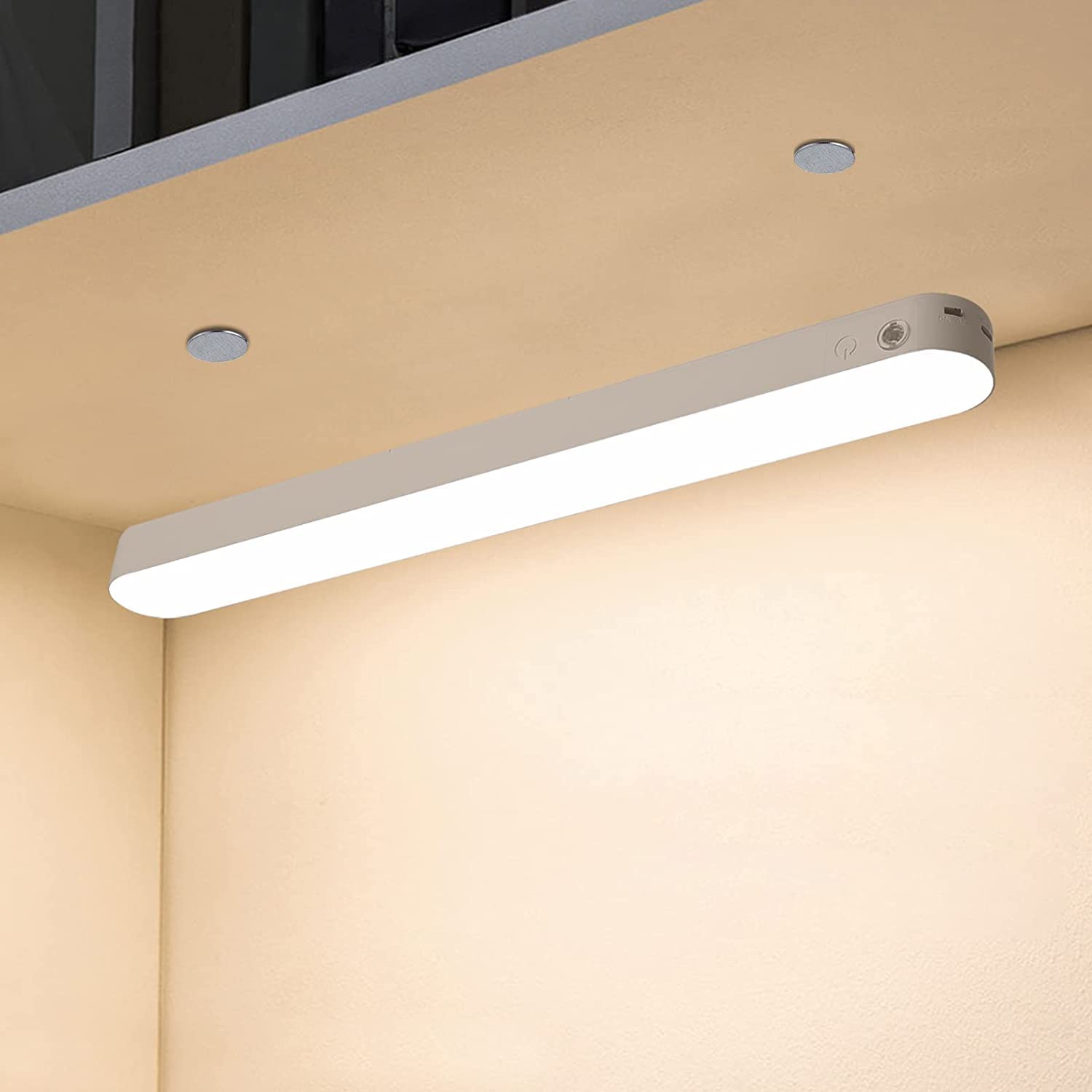 Firelex Under Cabinet Lights with Magnet 40cm Wireless Wardrobe Light 2400mah Battery Powered Cabinet Light Desk Lamp with Remote Control and 3 Light Colors USB Dimmable Interior Lighting