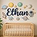 Custom Nursery Name Sign with Themed Decor Kit | Personalized Wooden Wall Art for Baby, Kids Room | Space, Jungle, Circus, Under The Sea, Woodland, Rainbow (40