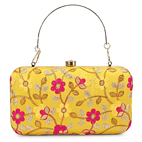 Image of LONGING TO BUY Hand Crafted Designer Box Clutch - Zari Embroidery For Women