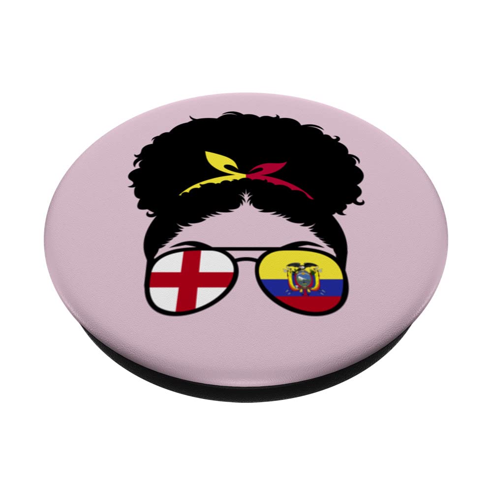 England Ecuador Mix Afro Hair Half English half Ecuadorian PopSockets Swappable PopGrip, Black - Image 2