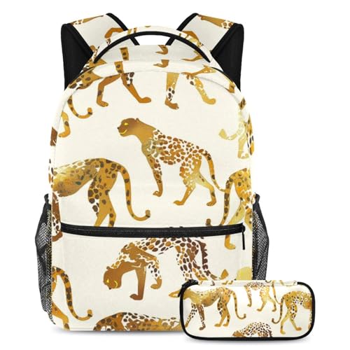 Trousse à crayons et sac à dos pour garçons et filles motif guépard
