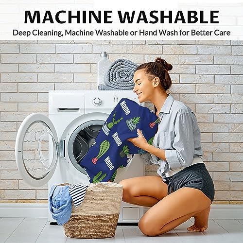 Custom Cactus Throw Blanket - Soft, Fuzzy & Warm - 60x80 Inches Flannel Blankets for Bed, Couch - Dark Blue Aesthetic Throws Gift for Women, Men