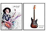Stevie Ray Vaughan and Guitar Wall Art Print Poster Set - Inexpensive Gift for 80's Eighties Blues...