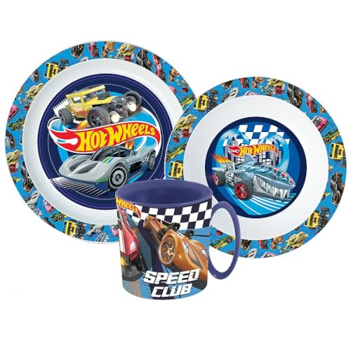 Hot Cartoon Character Dinner Tableware Set 3pcs Plate, Bowl & Mug, BPA Free re-usable Plastic Microwave Safe (Hot)