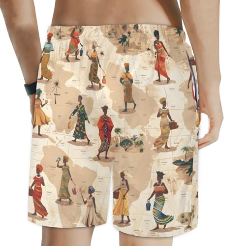 Men's Swim Trunks Size S Minority Motifs with Mesh Lining Soft Breathable Quick Dry Beach Shorts Light Coffee2