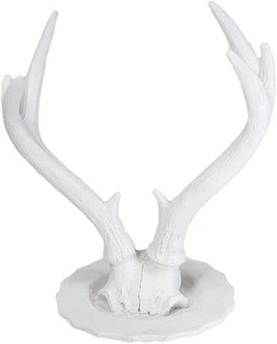Ebros Gift Moderno y chic rústico blanco roto doble Buck Elk Deer Stag Antlers joyería árbol titular con ganchos soporte figura para accesorios,