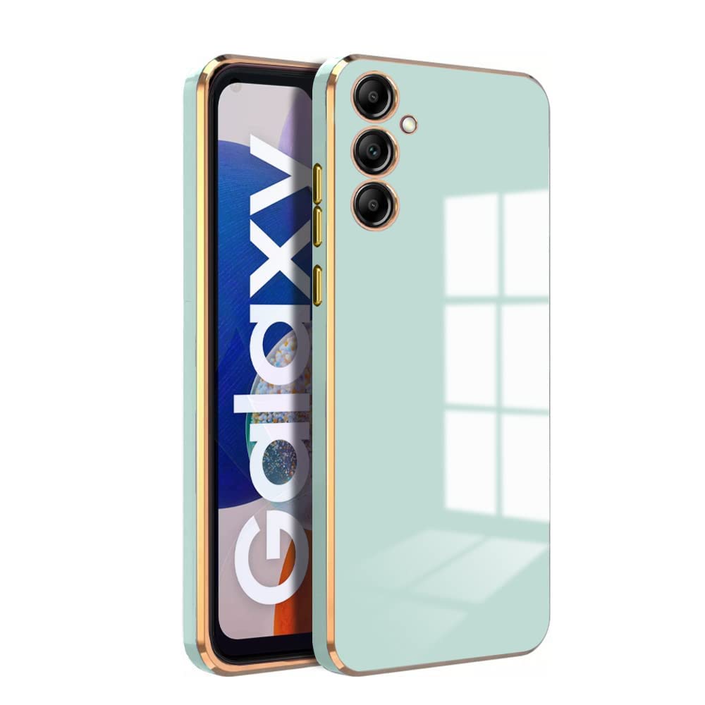 Apurb Store for Samsung Galaxy M34 5G Plating Square Gold Frame Phone Case Luxury Soft Silicone Back Cover for Samsung Galaxy M34 5G (Mint)