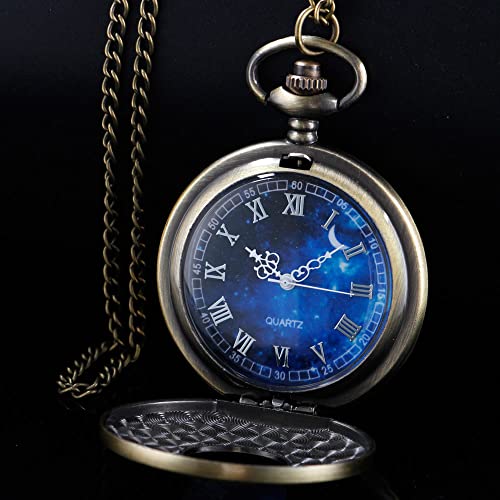 Image of Tiong Roman Numerals Scale Quartz Pocket Watches with Chain Christmas Graduation Birthday Gifts Fathers Day
