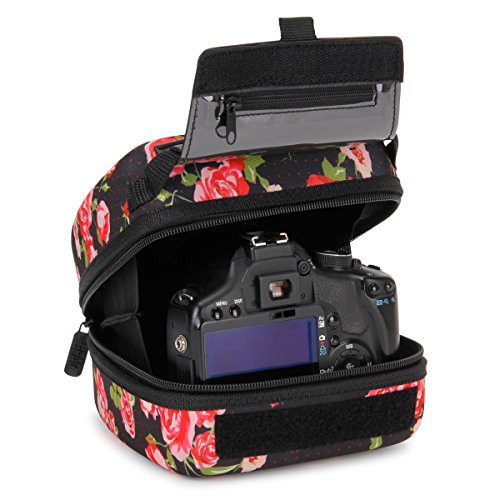 Usa Gear Dslr Camera Sleeve With Molded Eva Hard Shell Camera Case Protection, Quick Access Opening, Padded Interior And Rubber Coated Handle-Compatible With Nikon, Canon, Olympus And More (Floral) #TOP11