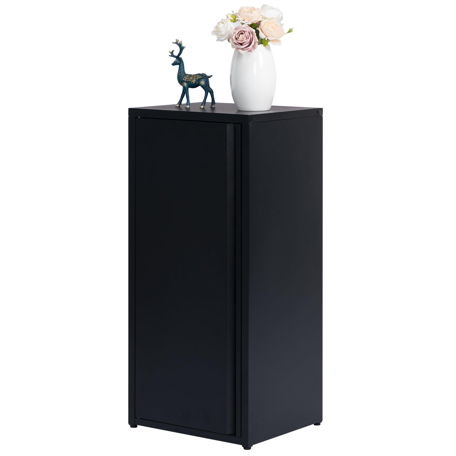 HollyHOME Classificatore con chiusura magnetica in metallo a una porta, armadio di archiviazione per ufficio, classificatori con 2 ripiani regolabili per la casa, nero