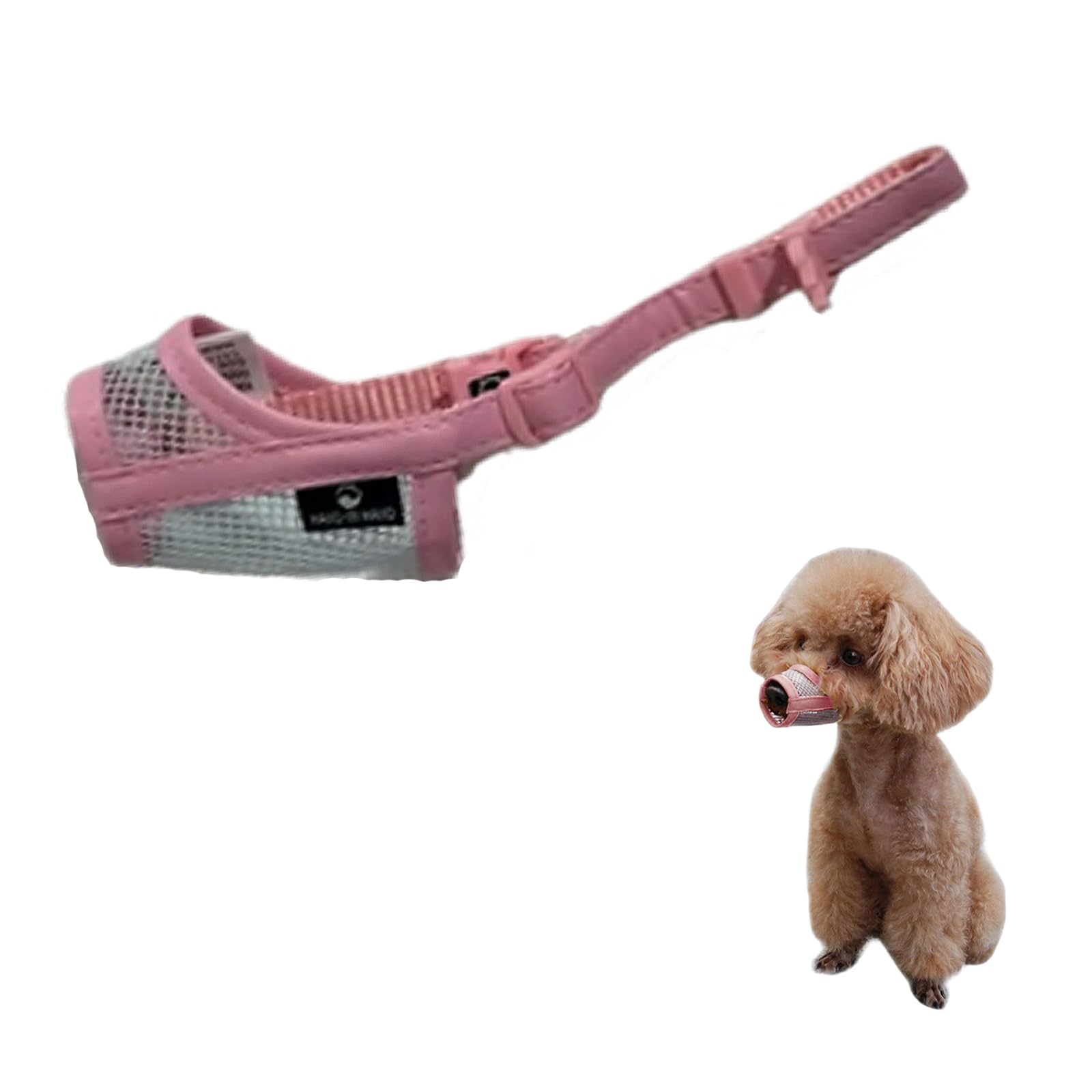 サムコス 犬用マズル口輪 犬の口輪 メッシュマスク セーフティマスク 犬用マズル ペット用品 サイズ調整可能 通気性 咬みつき防止 拾い食い 犬の口を保護する 中小型犬 (ピンク 2S)