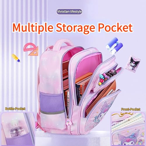 Kawaii Backpack for Teen Girls Cartoon Anti-Theft Travel Aesthetic New Semester Gifts Bag (purple)3