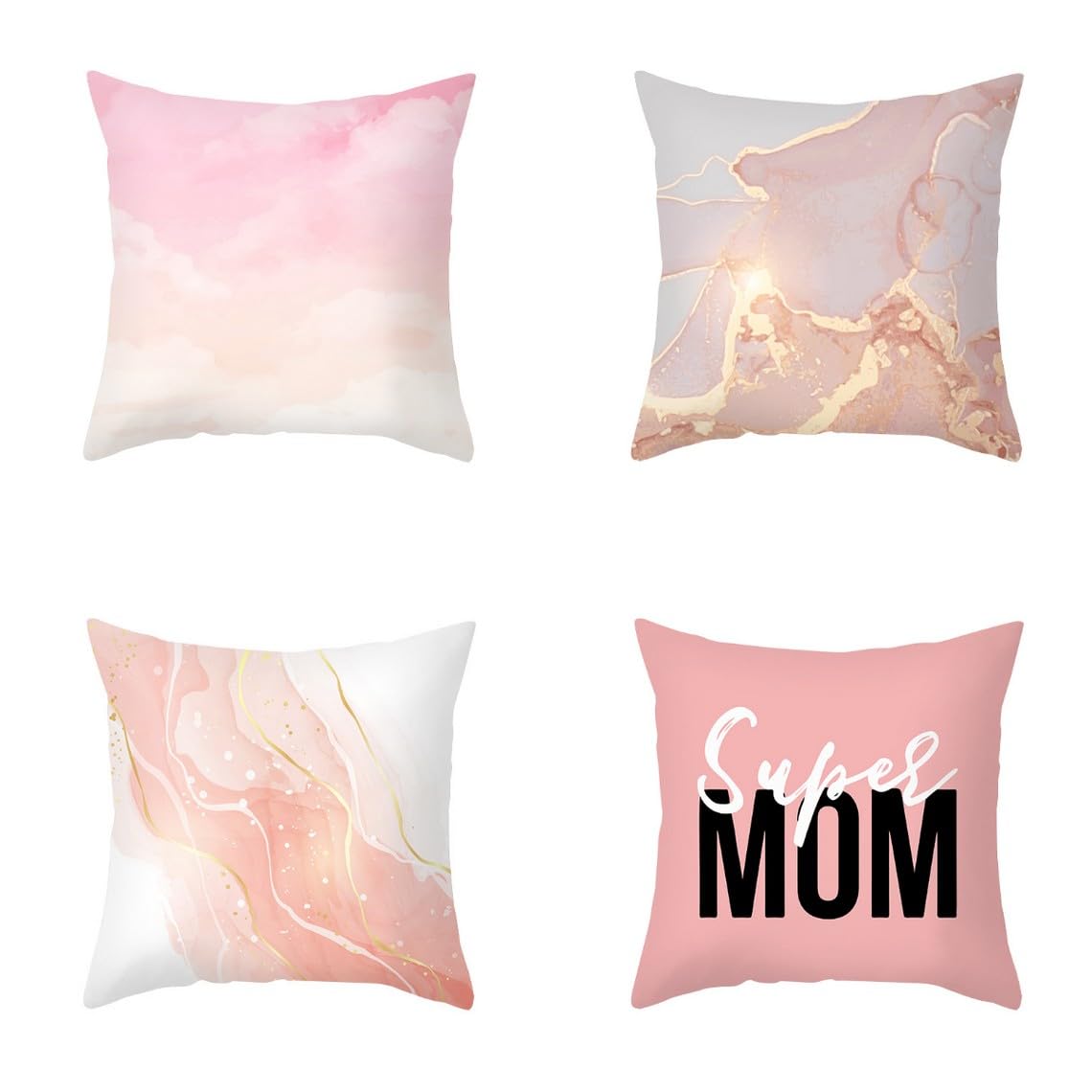 Chenlane Silk Pillow Cover Queen Cotton Cushion Covers Dinette Booth, Pink Couch x Large Bench Seat Private Customisation 40x40 cm, 4Pcs