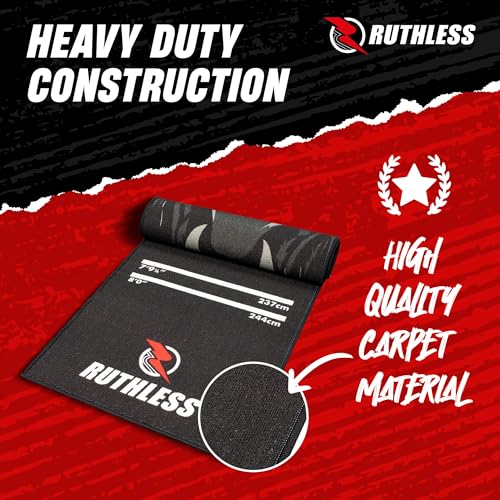 RUTHLESS Dart-Matte, strapazierfähig, rutschfest, langlebig, Teppich-Dartmatte für Boden, Schwarz (Gorilla)