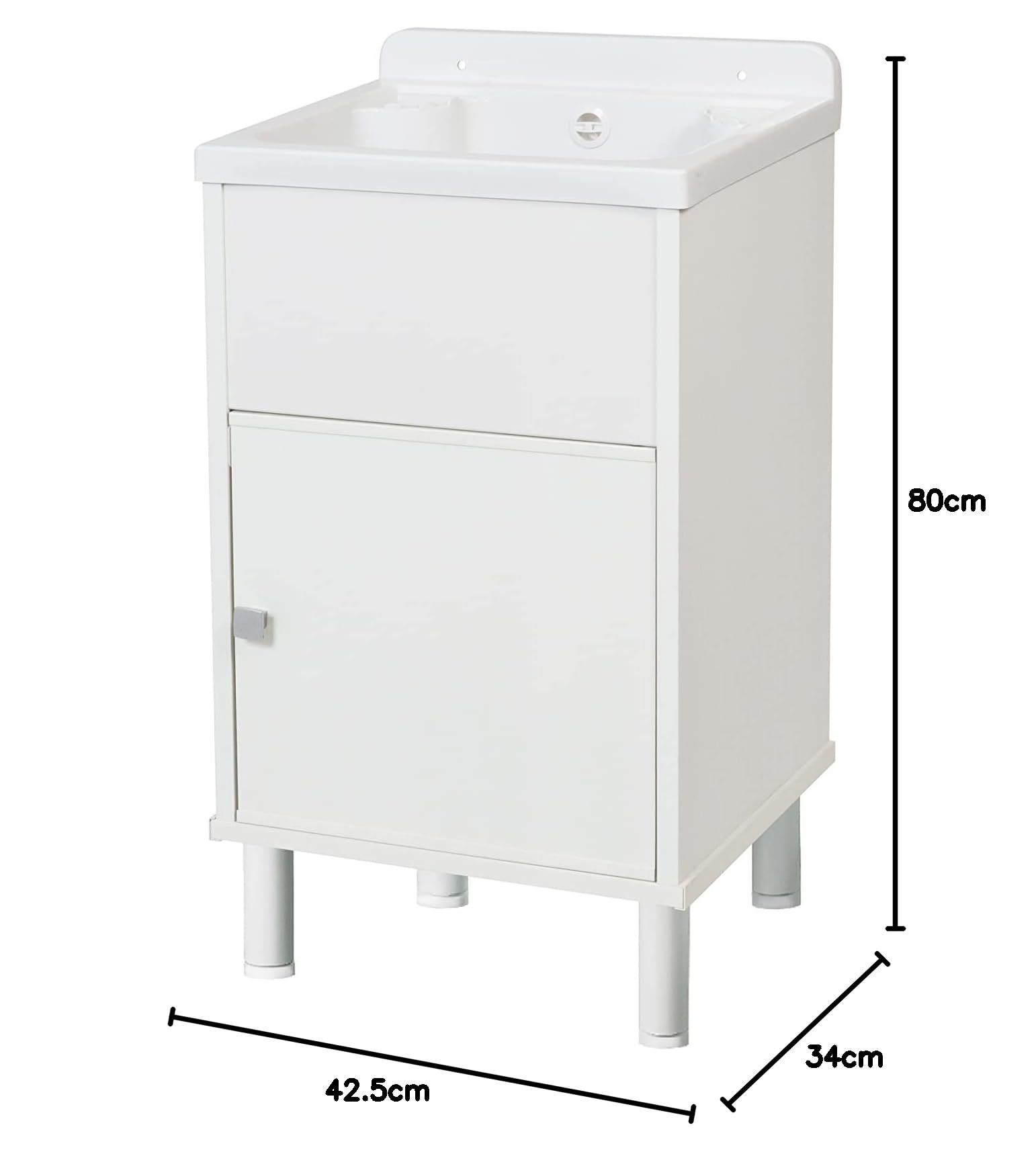 Negrari 5003PKCAM Mini lavatoio in Resina PVC da Esterno/Interno, con Mobile portaoggetti L 42x P 34x H 80 cm, Bianco, Small
