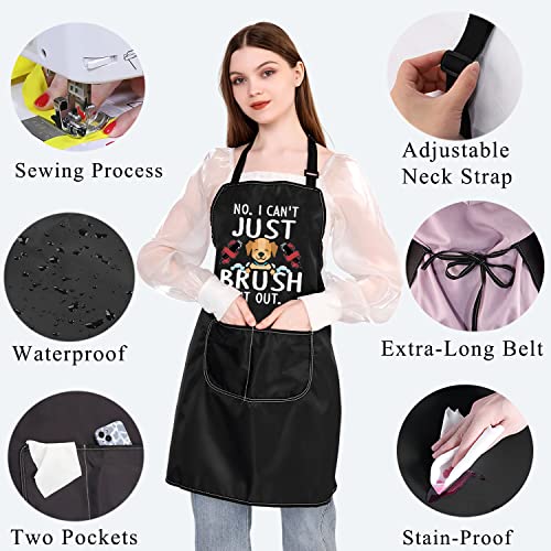PLITI Dog Groomer Apron, 'No, I Can't Just Brush It Out', Black Unisex Adults, 22.8W x 28.7L (68.5*73cm), 2 Pockets - Image 4